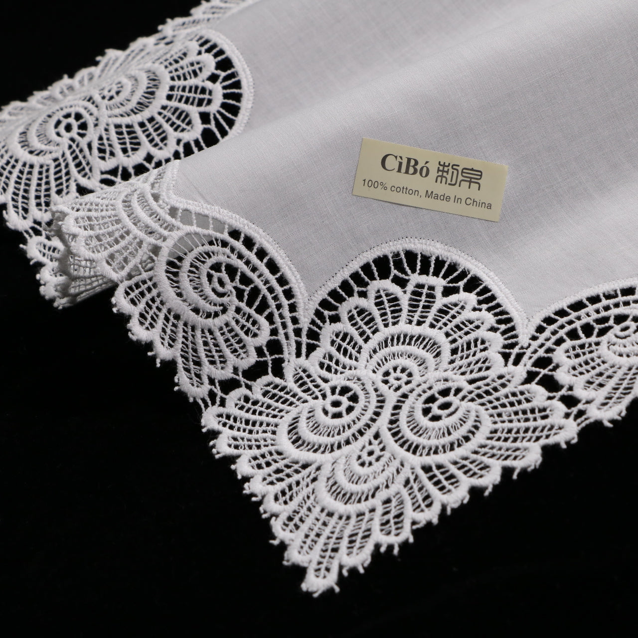 A003: White Wedding Handkerchief Pure Cotton, Soft Ladies Hanky with Crochet Lace, 10 pieces