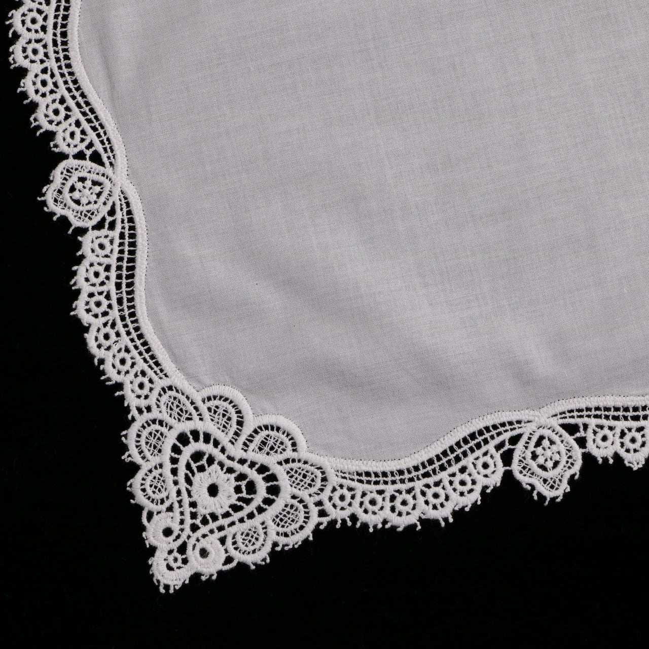 A004: White Wedding Handkerchief Pure Cotton, Soft Ladies Hanky with Crochet Lace, 10 pieces