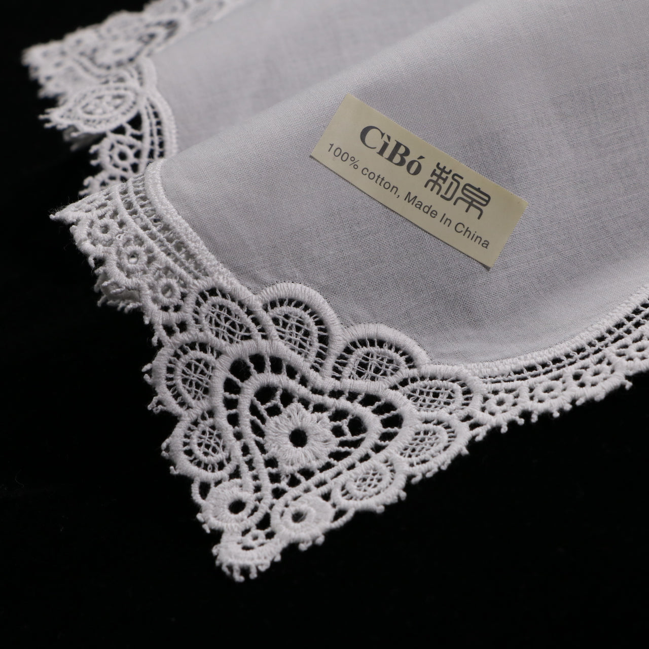 A004: White Wedding Handkerchief Pure Cotton, Soft Ladies Hanky with Crochet Lace, 10 pieces