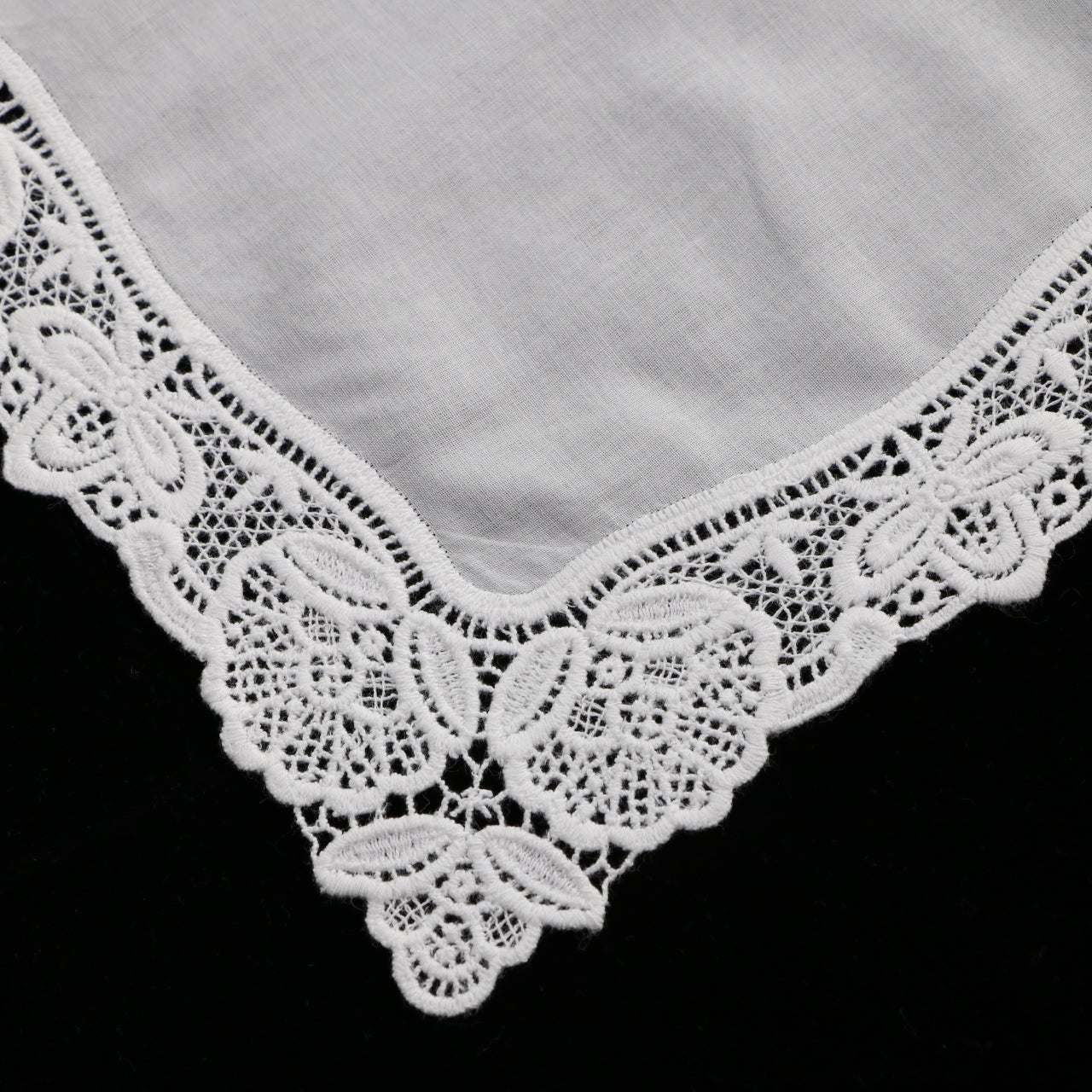 A008: White Wedding Handkerchief Pure Cotton, Soft Ladies Hanky with Crochet Lace, 10 pieces
