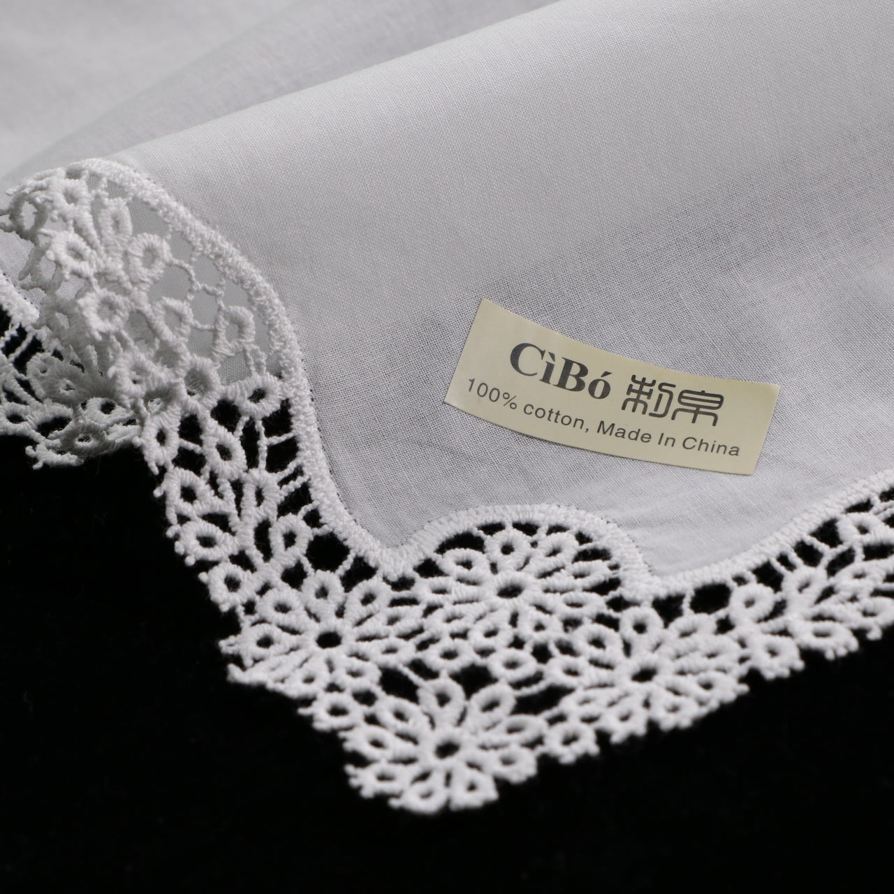 A006: White Wedding Handkerchief Pure Cotton, Soft Ladies Hanky with Crochet Lace, 10 pieces