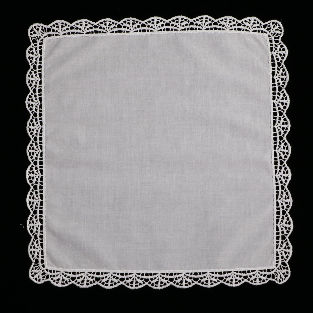 D003: White Wedding Handkerchief Pure Cotton, Soft Ladies Hanky with Crochet Lace, 10 pieces