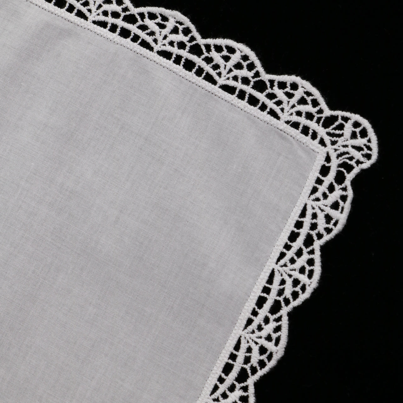 D003: White Wedding Handkerchief Pure Cotton, Soft Ladies Hanky with Crochet Lace, 10 pieces