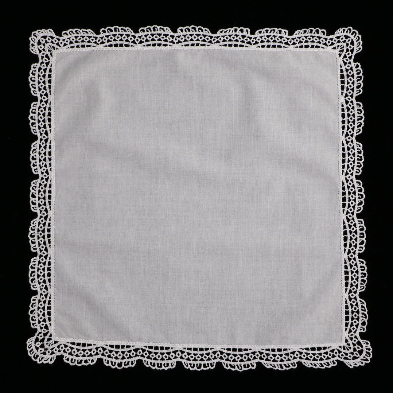 D004: White Wedding Handkerchief Pure Cotton, Soft Ladies Hanky with Crochet Lace, 10 pieces