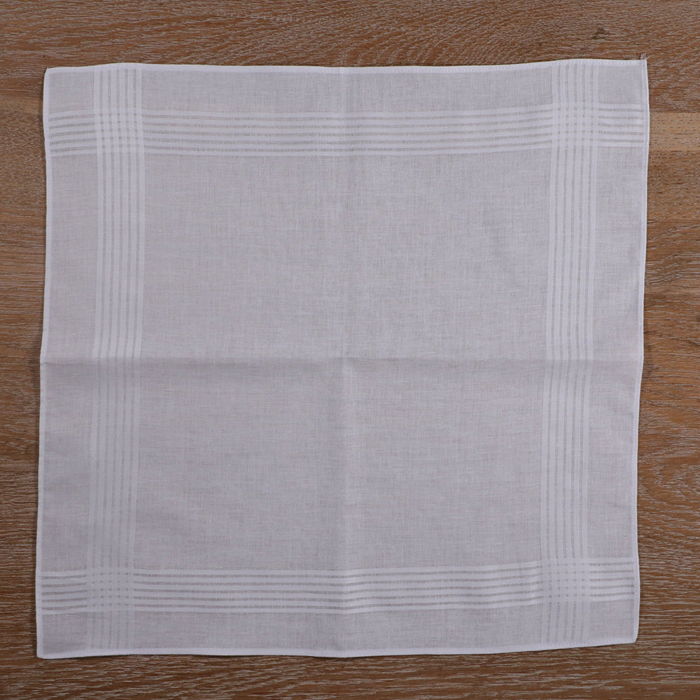 M005: Men's Handkerchiefs,100% Soft Cotton,White Classic Hankie, 16"x16", satin banded, 120 pieces