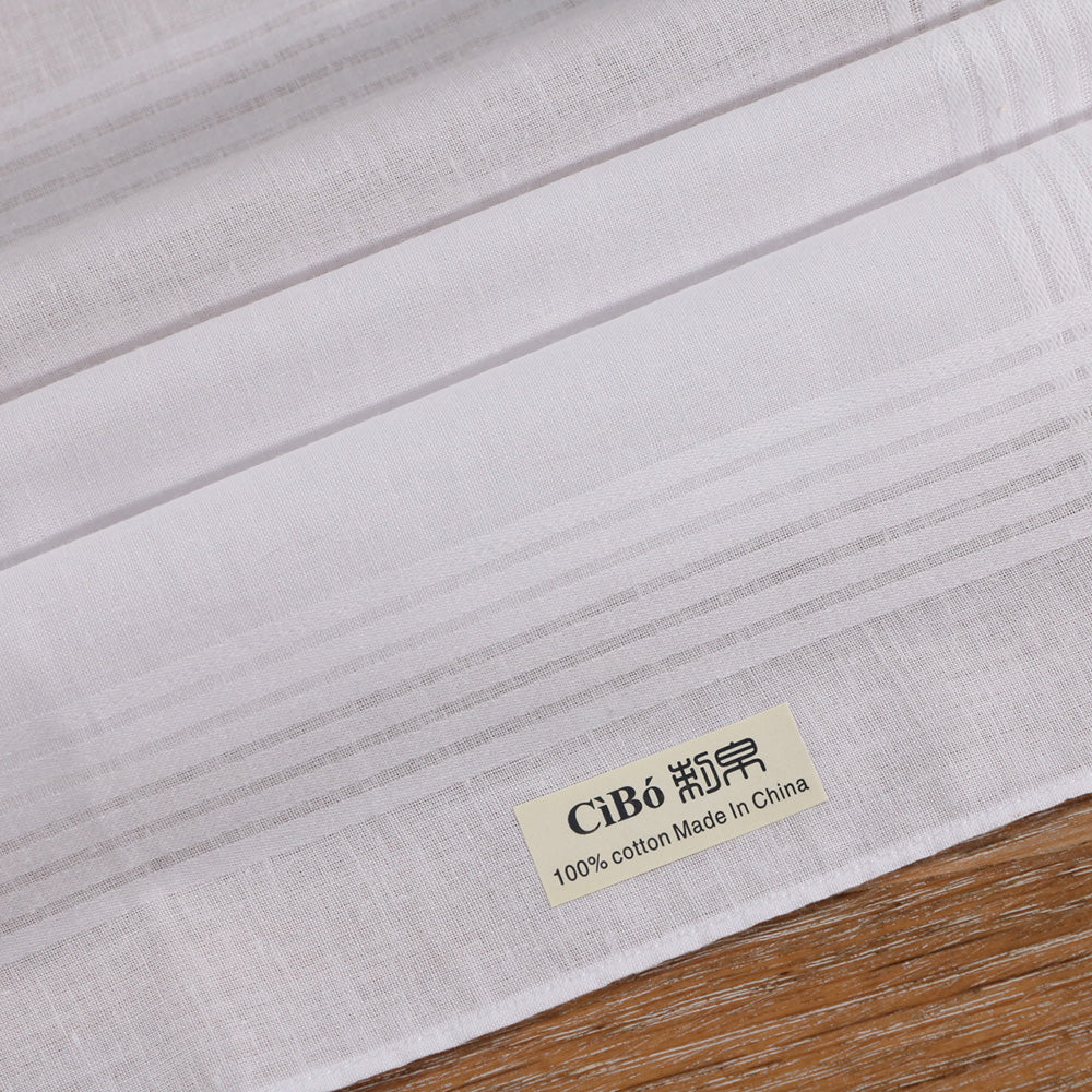 M005: Men's Handkerchiefs,100% Soft Cotton,White Classic Hankie, 16"x16", satin banded, 120 pieces